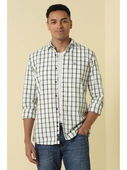Allen Solly - Men White Custom Fit Check Full Sleeves Casual Shirt