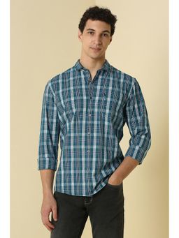 Allen Solly - Men Blue Custom Fit Check Full Sleeves Casual Shirt
