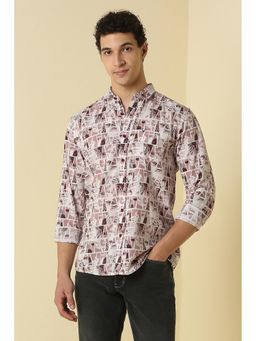 Allen Solly - Men Pink Custom Fit Print Full Sleeves Casual Shirt