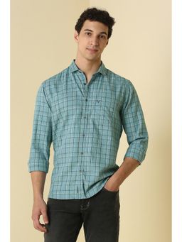 Allen Solly - Men Light Blue Custom Fit Check Full Sleeves Casual Shirt