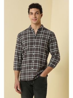 Allen Solly - Men Grey Custom Fit Check Full Sleeves Casual Shirt