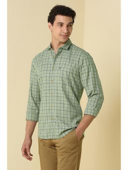 Allen Solly - Men Green Custom Fit Check Full Sleeves Casual Shirt