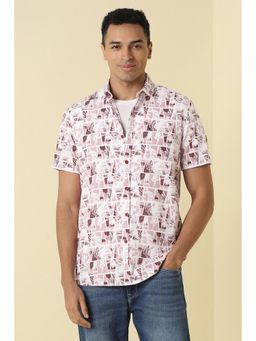 Allen Solly - Men Pink Custom Fit Print Half Sleeves Casual Shirt