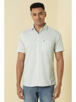 Allen Solly - Men Green Custom Fit Print Half Sleeves Casual Shirt