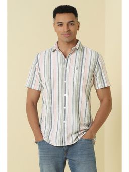 Allen Solly - Men Multicolour Custom Fit Stripe Half Sleeves Casual Shirt