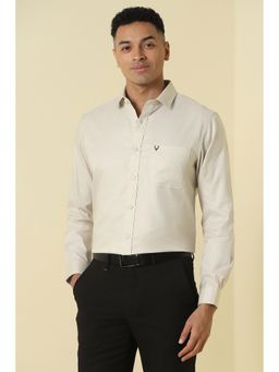 Allen Solly - Men Beige Solid Full Sleeves Formal Shirt
