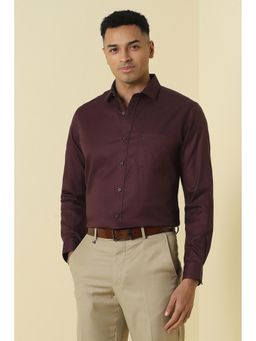 Allen Solly - Men Wine Solid Full Sleeves Formal Shirt