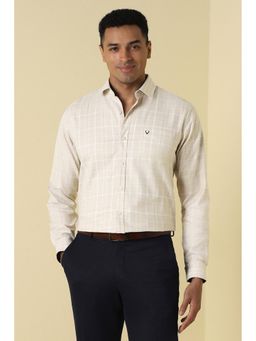Allen Solly - Men Beige Check Full Sleeves Formal Shirt