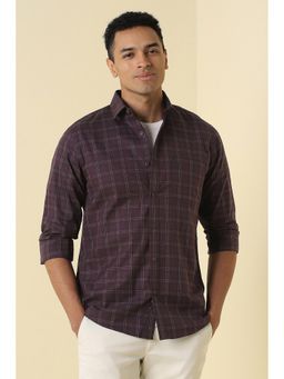 Allen Solly - Men Purple Classic Fit Check Full Sleeves Casual Shirt