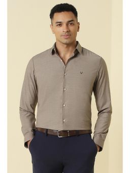 Allen Solly - Men Beige Slim Fit Textured Full Sleeves Shirt