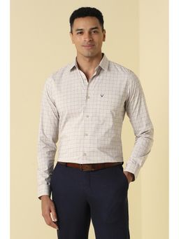 Allen Solly - Men Beige Check Full Sleeves Formal Shirt
