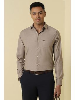 Allen Solly - Men Beige Textured Full Sleeves Formal Shirt