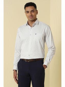 Allen Solly - Men White Print Full Sleeves Formal Shirt