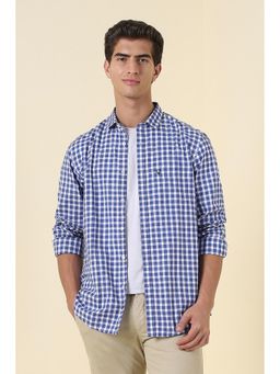 Allen Solly - Men Blue Slim Fit Check Full Sleeves Casual Shirt