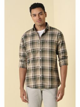 Allen Solly - Men Beige Classic Fit Check Full Sleeves Casual Shirt