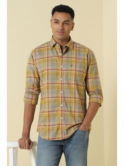 Allen Solly - Men Yellow Classic Fit Check Full Sleeves Casual Shirt