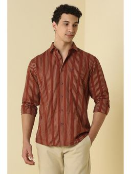 Allen Solly - Men Rust Classic Fit Stripe Full Sleeves Casual Shirt