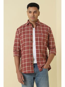 Allen Solly - Men Rust Classic Fit Check Full Sleeves Casual Shirt