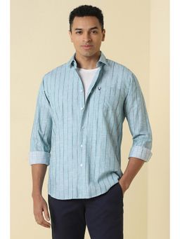 Allen Solly - Men Light Blue Classic Fit Stripe Full Sleeves Casual Shirt