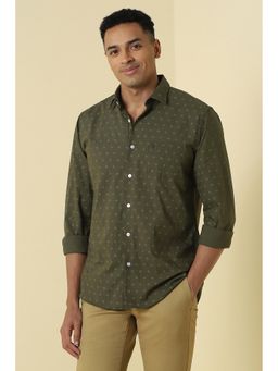 Allen Solly - Men Olive Classic Fit Print Full Sleeves Casual Shirt