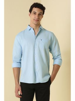 Allen Solly - Men Light Blue Classic Fit Solid Full Sleeves Casual Shirt