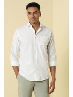 Allen Solly - Men White Classic Fit Solid Full Sleeves Casual Shirt