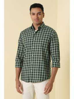Allen Solly - Men Green Classic Fit Check Full Sleeves Casual Shirt