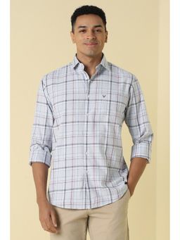 Allen Solly - Men Grey Slim Fit Check Full Sleeves Casual Shirt