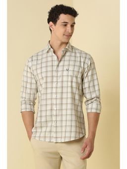 Allen Solly - Men Beige Classic Fit Check Full Sleeves Casual Shirt