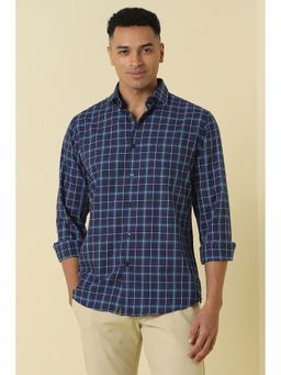 Allen Solly - Men Navy Classic Fit Check Full Sleeves Casual Shirt