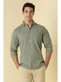 Allen Solly - Men Green Classic Fit Solid Full Sleeves Casual Shirt