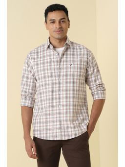 Allen Solly - Men Beige Classic Fit Check Full Sleeves Casual Shirt