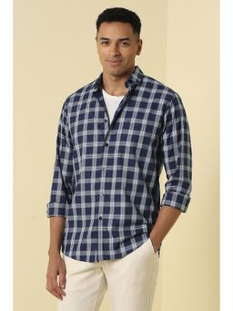 Allen Solly - Men Navy Classic Fit Check Full Sleeves Casual Shirt