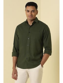 Allen Solly - Men Green Classic Fit Solid Full Sleeves Casual Shirt