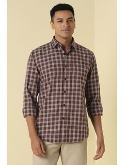 Allen Solly - Men Brown Slim Fit Check Full Sleeves Casual Shirt