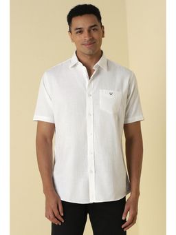 Allen Solly - Men White Sport Fit Textured Half Sleeves Casual Shirt
