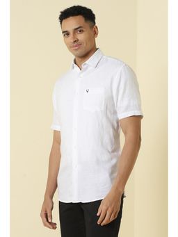 Allen Solly - Men White Classic Fit Solid Half Sleeves Casual Shirt