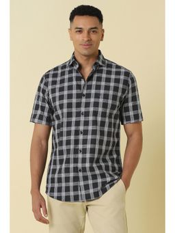 Allen Solly - Men Black Classic Fit Check Half Sleeves Casual Shirt
