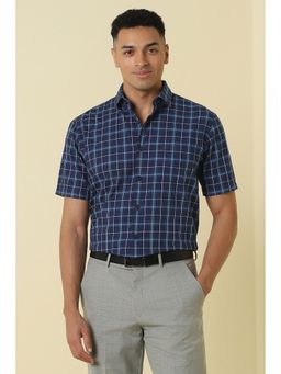 Allen Solly - Men Navy Check Half Sleeves Formal Shirt
