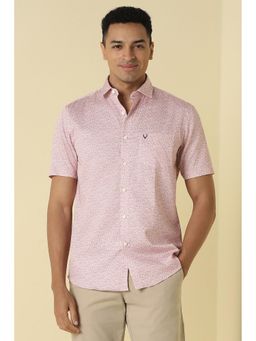 Allen Solly - Men Pink Slim Fit Print Half Sleeves Casual Shirt
