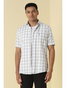Allen Solly - Men White Sport Fit Check Half Sleeves Casual Shirt