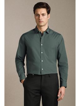 Louis Philippe - Men Green Solid Full Sleeves Formal Shirt