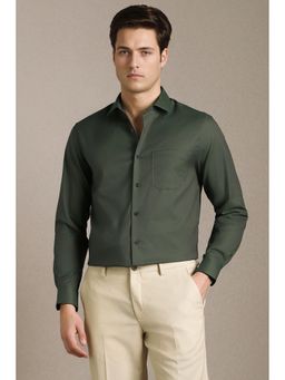 Louis Philippe - Men Green Solid Full Sleeves Formal Shirt