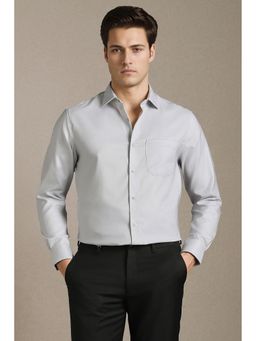 Louis Philippe - Men Grey Textured Full Sleeves Formal Shirt