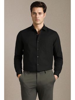 Louis Philippe - Men Black Textured Full Sleeves Formal Shirt