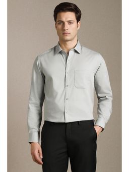 Louis Philippe - Men Grey Textured Full Sleeves Formal Shirt