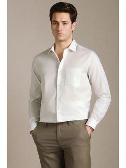 Louis Philippe - Men White Textured Full Sleeves Formal Shirt
