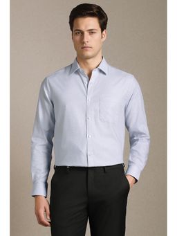 Louis Philippe - Men Light Blue Textured Full Sleeves Formal Shirt