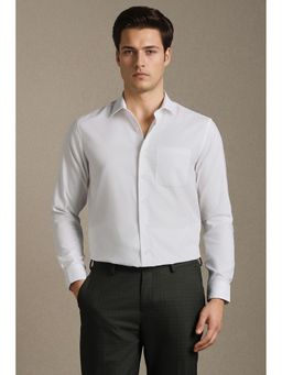 Louis Philippe - Men White Textured Full Sleeves Formal Shirt