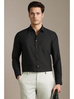 Louis Philippe - Men Black Solid Full Sleeves Formal Shirt